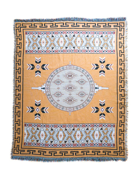 Boho Cotton Throw: Mustard