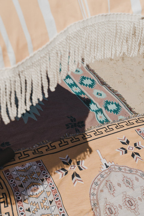 Boho Cotton Throw: Mustard