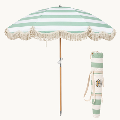 The Scarborough Premium Umbrella (Wide Green Stripe)