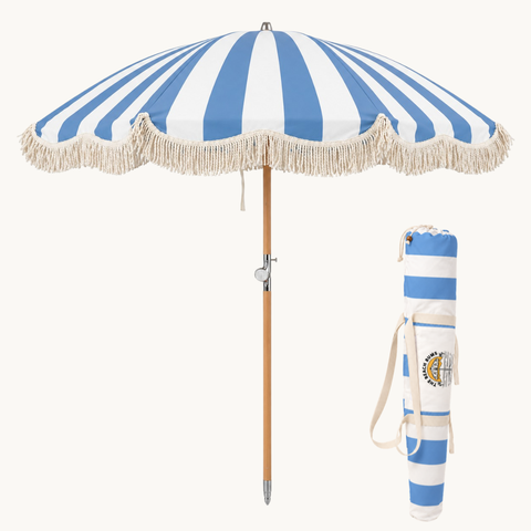 The Misty Cliffs Premium Umbrella (Wide Blue Stripe)